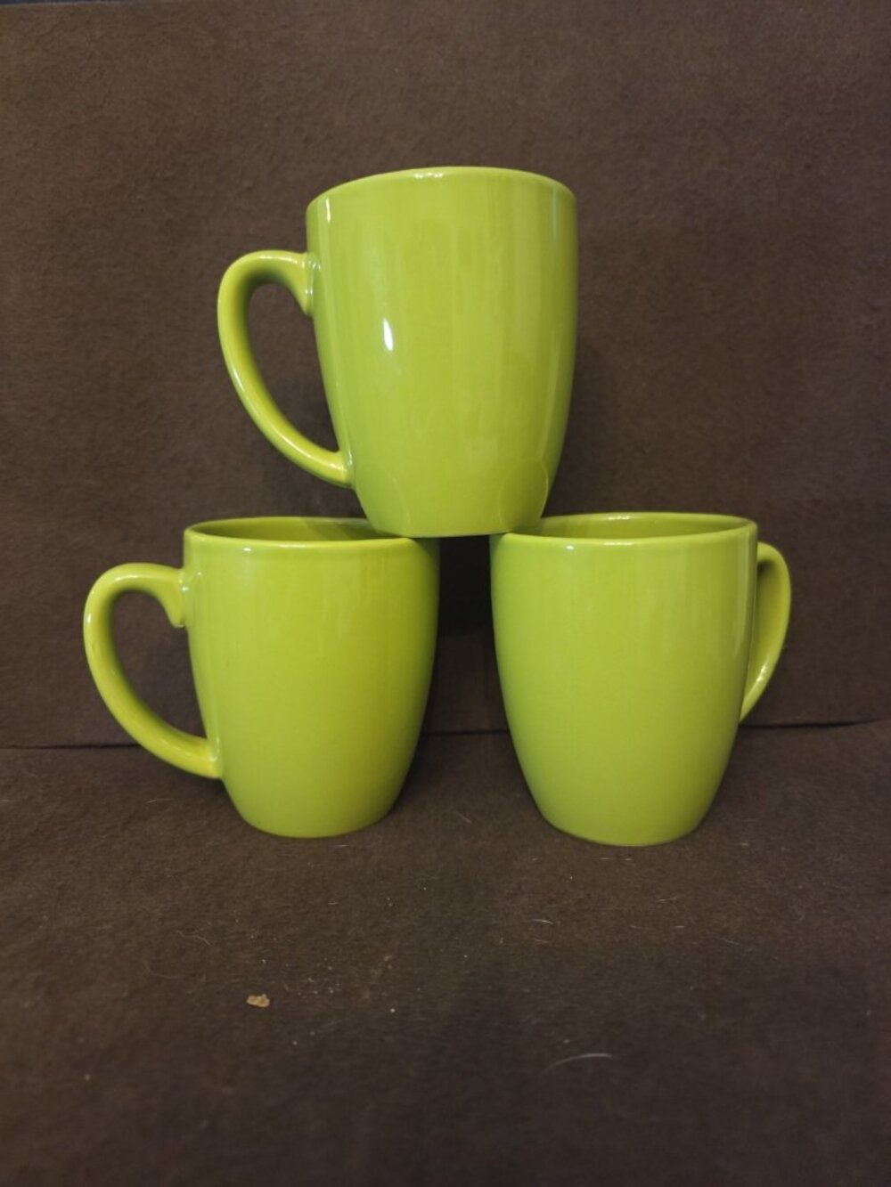 Set 3 Corning Corelle Coordinates Stoneware Chartreuse Lime Green Mugs Cups